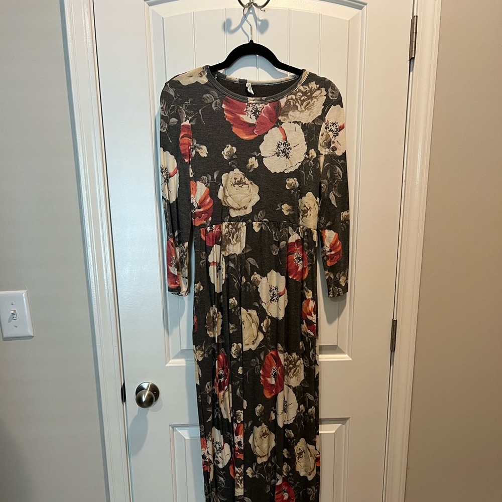 Faded Black Floral Maxi